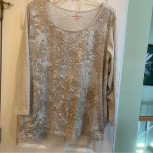 Woman Within Cream and Gold Long Sleeve Top.  (84)